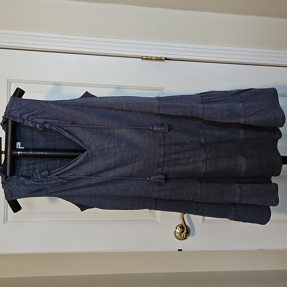 Max Studio Textured Denim Blue Above Knee Dress Or Tiered Tunic XL. NWOT - Picture 10 of 13